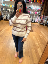 Lurex Striped Sweater - Cream/Blue or Cream/Mauve