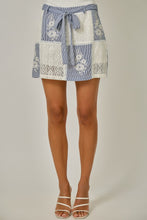Lace & Embroidery Color Blocked Skort - Navy