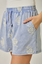 Washed Embroidery Terry Shorts - Washed Pistachio or Washed Ice Blue