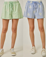Washed Embroidery Terry Shorts - Washed Pistachio or Washed Ice Blue