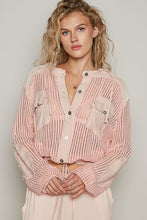 POL Open knit button down pocket hooded shirt top - Assorted Colors