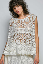 POL round neck sleeveless relaxed fit top in crochet - Ivory or Olive