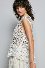 POL round neck sleeveless relaxed fit top in crochet - Ivory or Olive