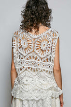 POL round neck sleeveless relaxed fit top in crochet - Ivory or Olive