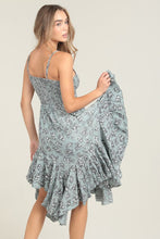 Twist Front Triangle Cutout Assymetrical Hem Dress - Blue Haze