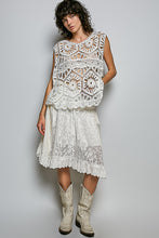POL round neck sleeveless relaxed fit top in crochet - Ivory or Olive