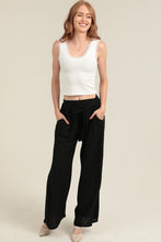 Lurex Threads Wide Leg Pants With Self Belt - Black
