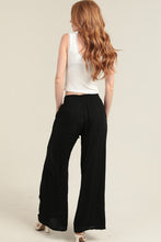 Lurex Threads Wide Leg Pants With Self Belt - Black