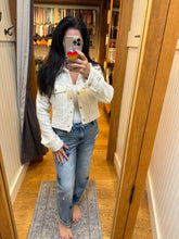 Monochromatic Tweed Fringe Edged Collar Jacket -= Cream/White