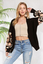Multi Color Sleeve Crochet Cardigan - Black or Off White
