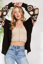 Multi Color Sleeve Crochet Cardigan - Black or Off White