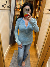 Washed Thermal Henley Top - Assorted Colors