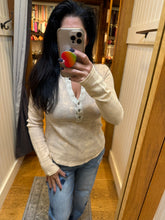 Washed Thermal Henley Top - Assorted Colors
