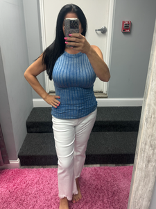 RIBBED SLEEVELESS TANK TOP WITH EXPOSED SEAM - ASSORTED COLORS