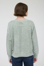 Washed Exposed Seam Long Sleeve Knit Top - Moss