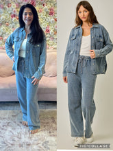 Washed Knit Denim Shacket - Denim Blue or Light Denim Blue