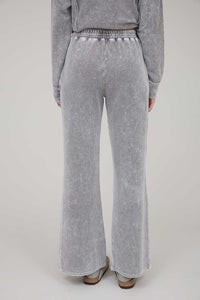 Washed High Waist Drawstring Lounge Pants - Charcoal Or Indigo Blue