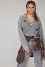Washed High Waist Drawstring Lounge Pants - Charcoal Or Indigo Blue