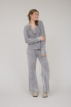 Washed High Waist Drawstring Lounge Pants - Charcoal Or Indigo Blue