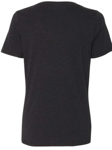 BELLA + CANVAS - Women's Relaxed Heather CVC V-Neck Tee - Black Heather