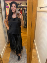 Cowl Neck Satin Cami Top - Black