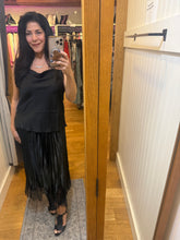Cowl Neck Satin Cami Top - Black