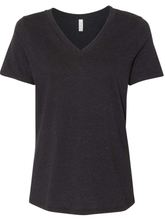 BELLA + CANVAS - Women's Relaxed Heather CVC V-Neck Tee - Black Heather