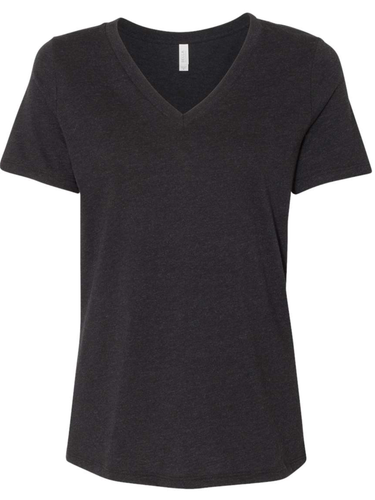 BELLA + CANVAS - Women's Relaxed Heather CVC V-Neck Tee - Black Heather