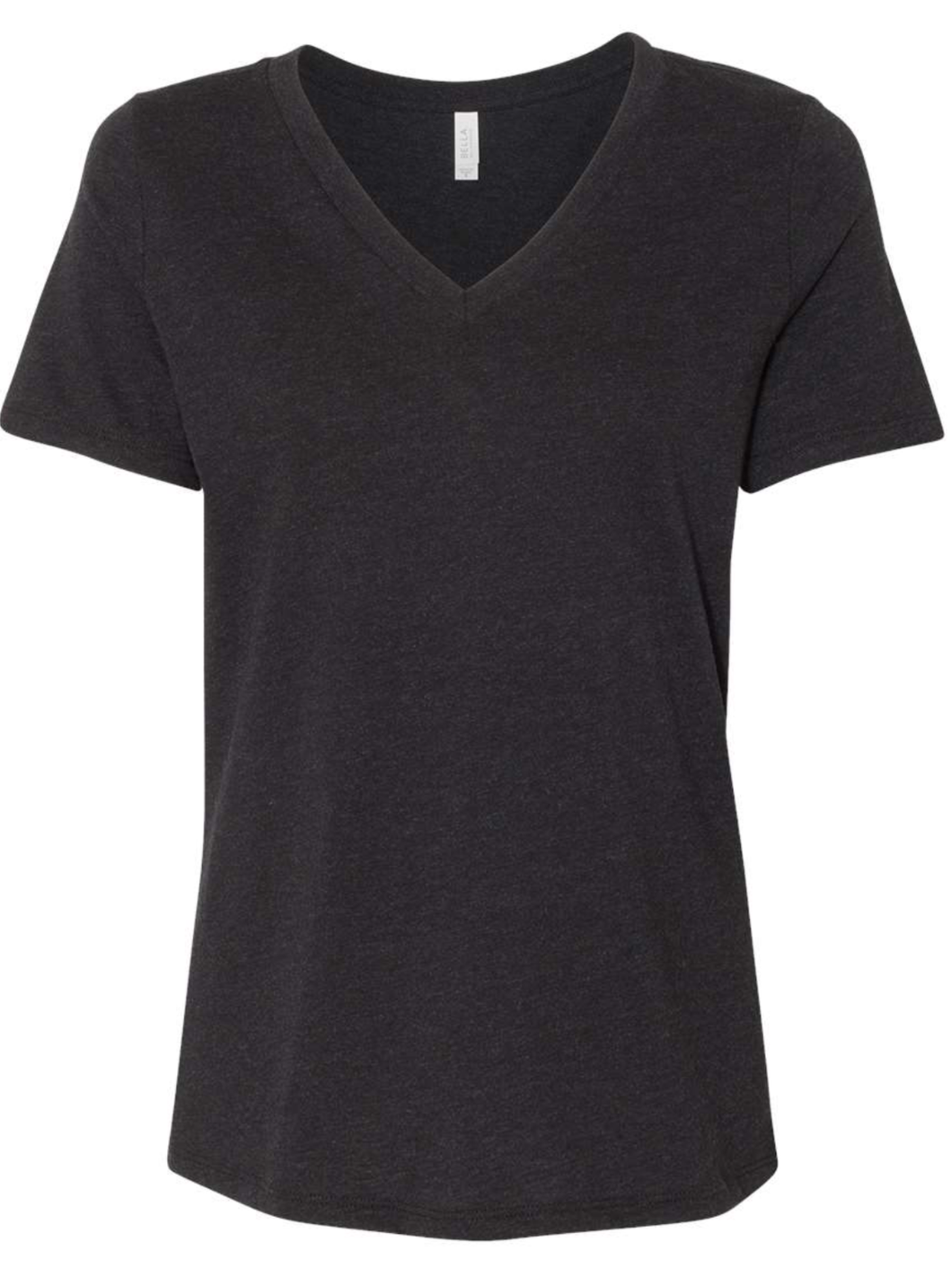 BELLA + CANVAS - Women's Relaxed Heather CVC V-Neck Tee - Black Heather