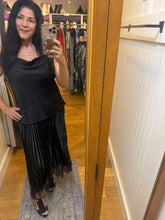 Cowl Neck Satin Cami Top - Black