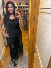 Cowl Neck Satin Cami Top - Black