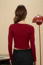 Cutout Bow Detail Ribbed Knit Cardigan - Black, Navy Or Deep Red