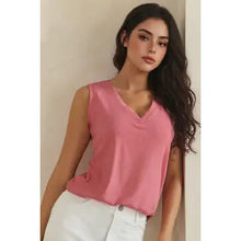 Luxeair Ribbed Relaxed V-Neck Tank Top- Assorted Colors