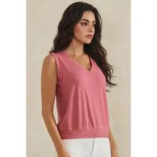 Luxeair Ribbed Relaxed V-Neck Tank Top- Assorted Colors
