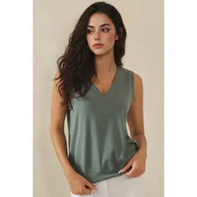 Luxeair Ribbed Relaxed V-Neck Tank Top- Assorted Colors