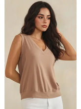 Luxeair Ribbed Relaxed V-Neck Tank Top- Assorted Colors