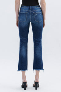 FLYING MONKEY LOW RISE UNEVEN RAW HEM SLIM STRAIGHT JEANS - STUNNED