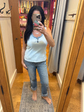 Henley Neck Washed Tank Top - Mystree