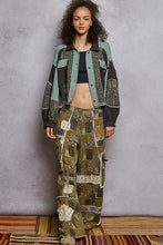POL Designed in balloon sleeve cropped fit jacket in thermal with paisley pattern contrast -Charcoal/Teal
