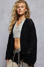 POL Relaxed Fit Open Cardigan In Chenille - Almond or Black