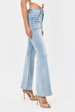 HIDDEN Light Wash Double Waistband Utility Pocket Flare