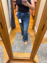 Hidden Medium Wash Frayed Hem Cargo Crop Flare