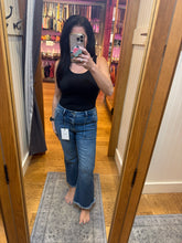 Hidden Medium Wash Frayed Hem Cargo Crop Flare
