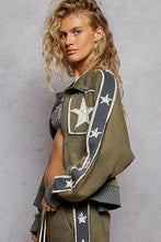 POL jacket in French terry star patch detailing - Vintage Moss or Black