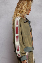 POL jacket in French terry star patch detailing - Vintage Moss or Black