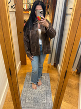 Washed Faux Leather Collared Zip-up Jacket - Black or Brown