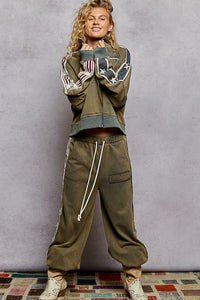 POL bottom in French terry with star patch trim - Vintage Moss or Black