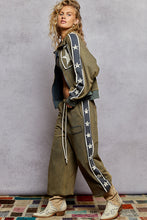 POL jacket in French terry star patch detailing - Vintage Moss or Black