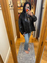 Washed Faux Leather Collared Zip-up Jacket - Black or Brown