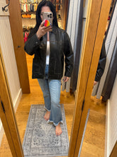 Washed Faux Leather Collared Zip-up Jacket - Black or Brown